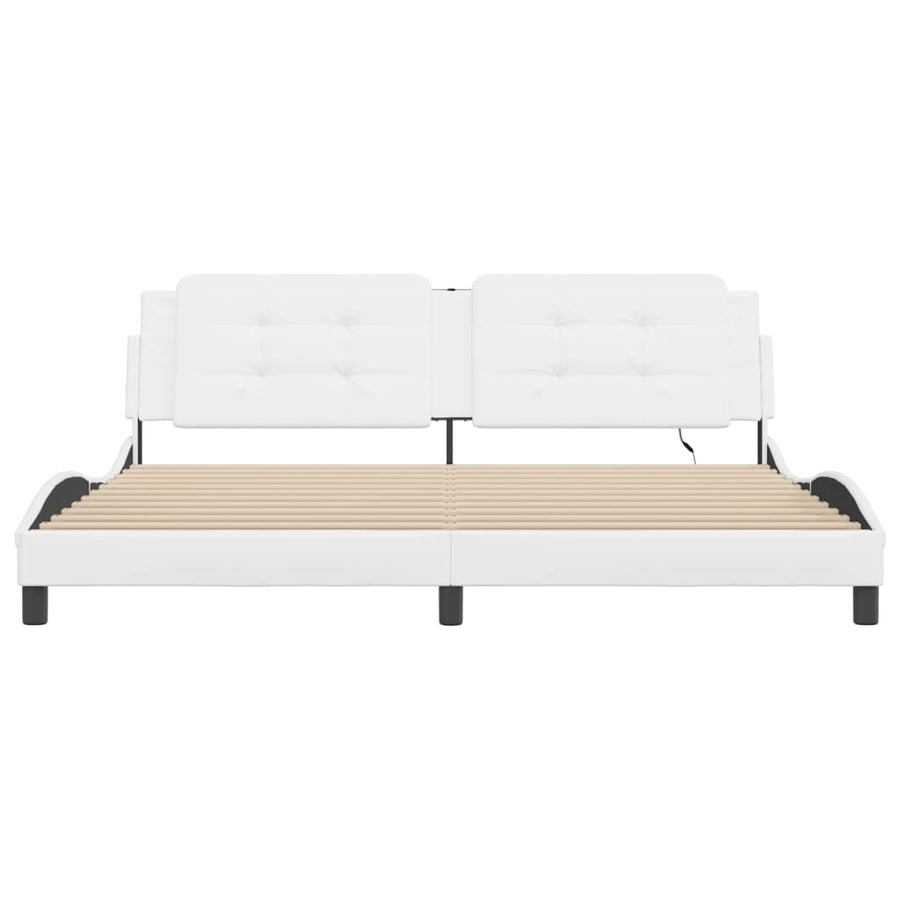Bedframe met LED-verlichting kunstleer wit 200x200 cm