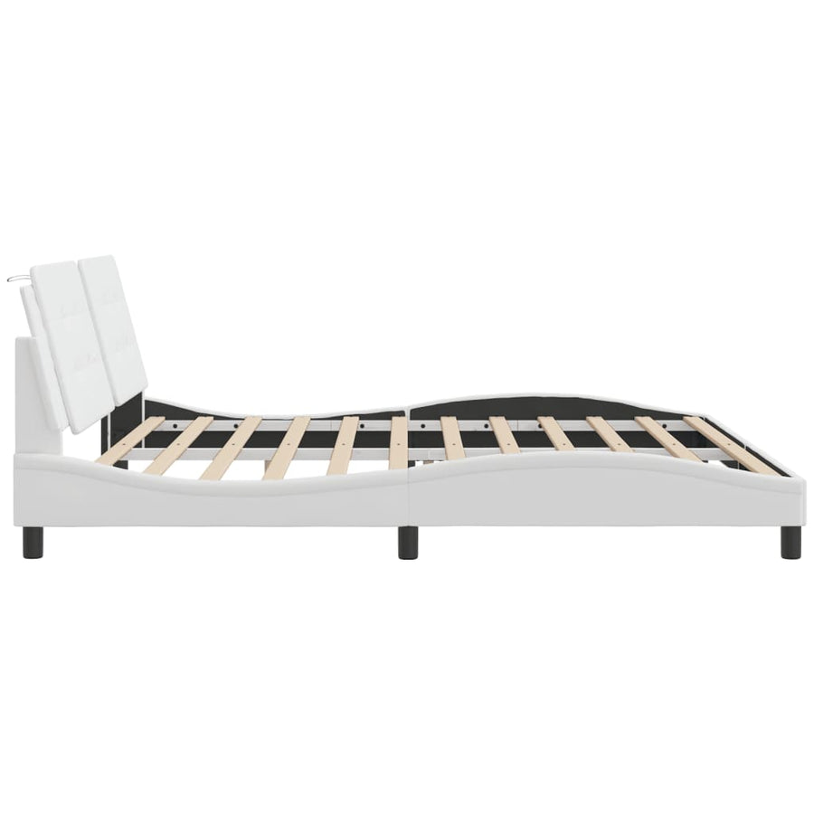 Bedframe met LED-verlichting kunstleer wit 200x200 cm