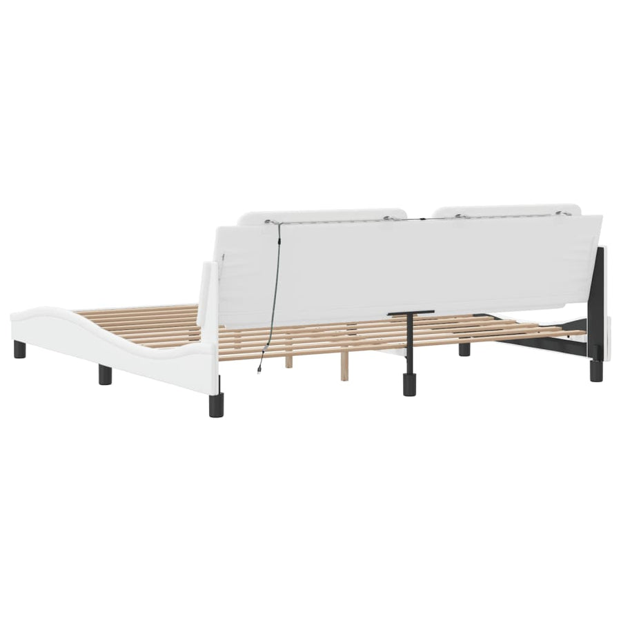 Bedframe met LED-verlichting kunstleer wit 200x200 cm