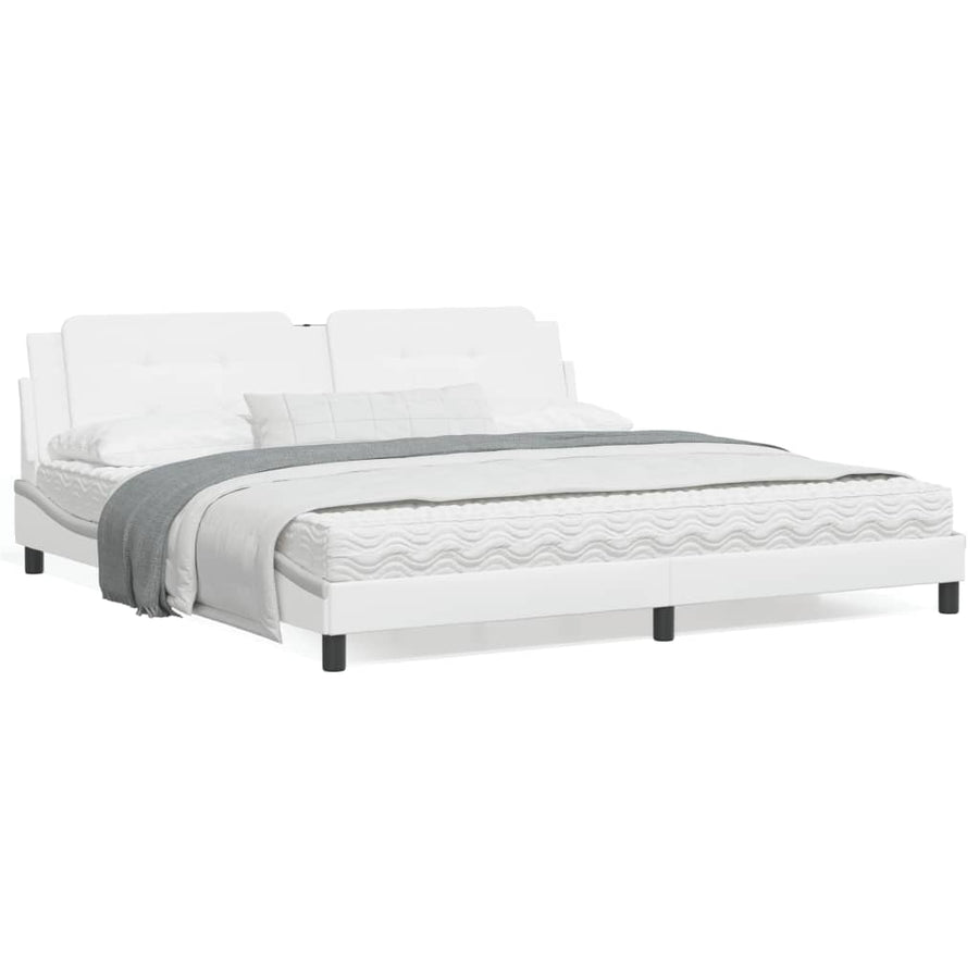 Bedframe met LED-verlichting kunstleer wit 200x200 cm