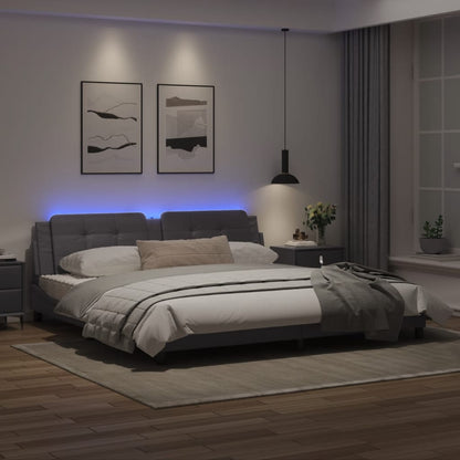 Bedframe met LED-verlichting kunstleer grijs 200x200 cm