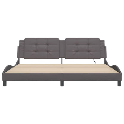 Bedframe met LED-verlichting kunstleer grijs 200x200 cm
