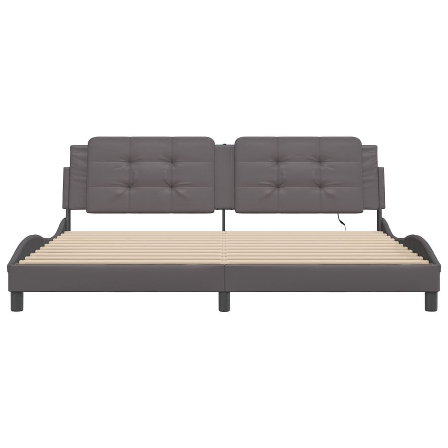 Bedframe met LED-verlichting kunstleer grijs 200x200 cm
