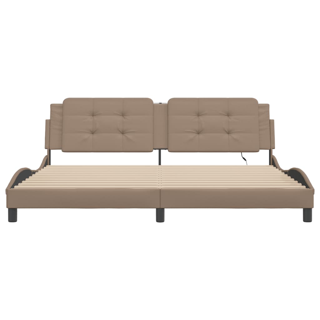 Bedframe met LED-verlichting kunstleer cappuccino 200x200 cm