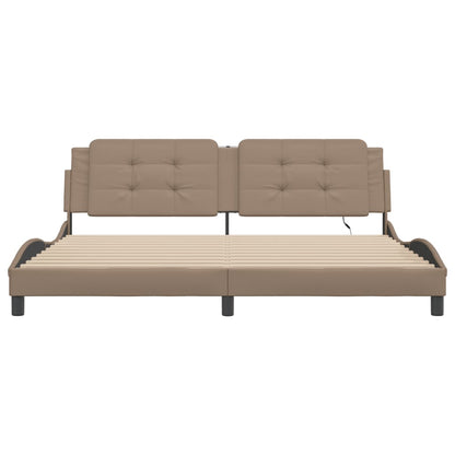 Bedframe met LED-verlichting kunstleer cappuccino 200x200 cm