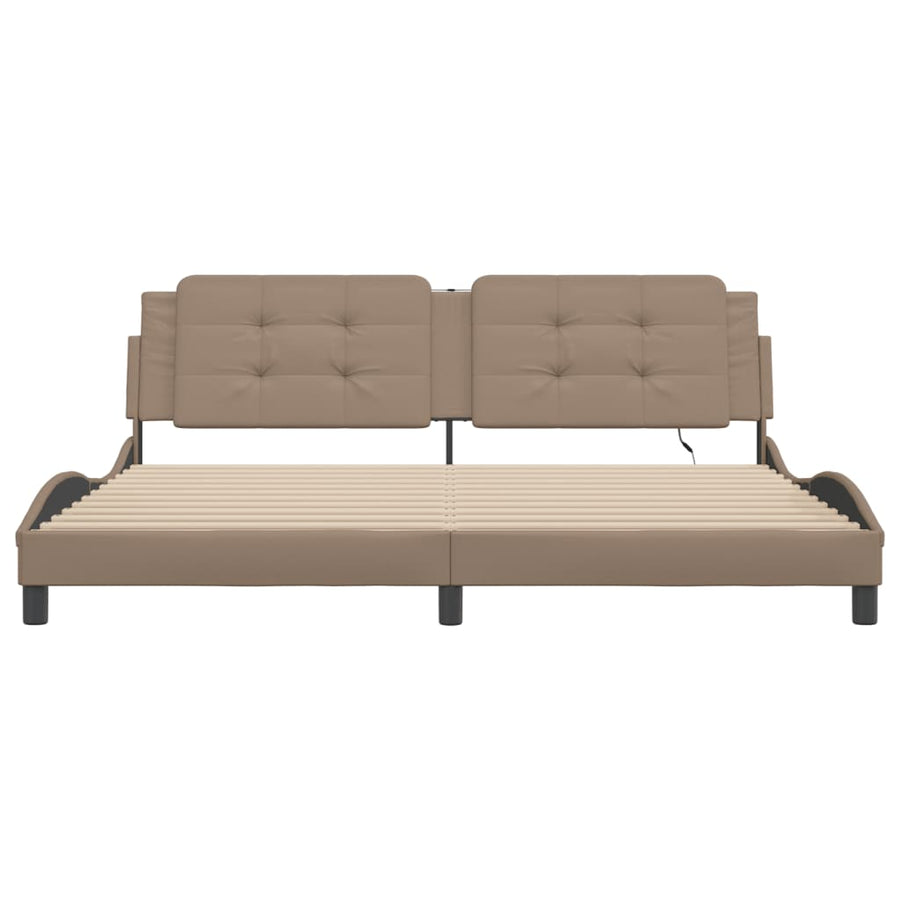 Bedframe met LED-verlichting kunstleer cappuccino 200x200 cm