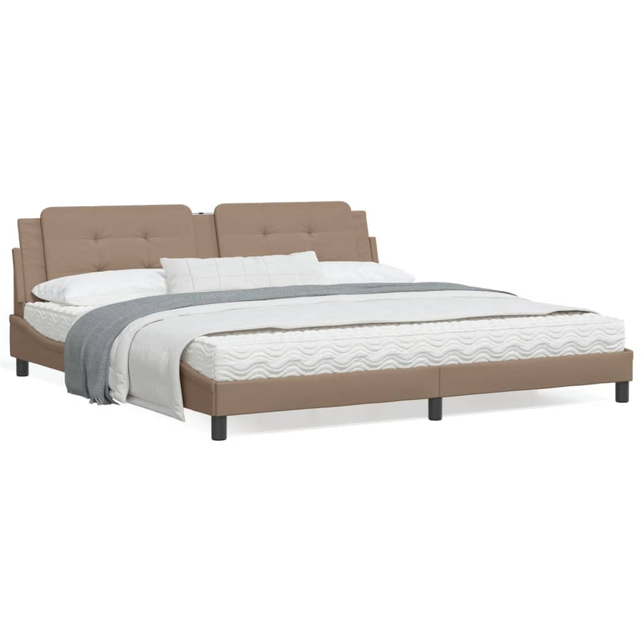 Bedframe met LED-verlichting kunstleer cappuccino 200x200 cm