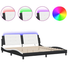 Bedframe Met Led-Verlichting Kunstleer 200 x 200 cm Zwart en wit