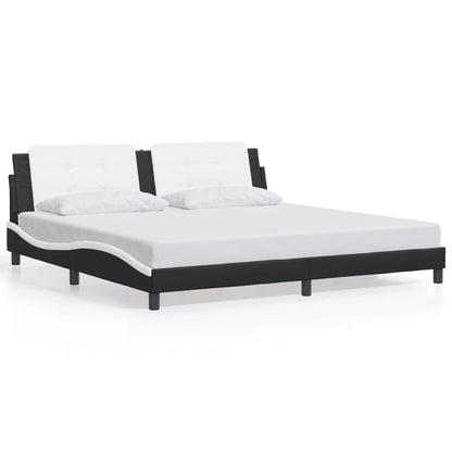 Bedframe Met Led-Verlichting Kunstleer 200 x 200 cm Zwart en wit