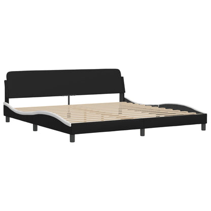 Bedframe Met Led-Verlichting Kunstleer 200 x 200 cm Zwart en wit