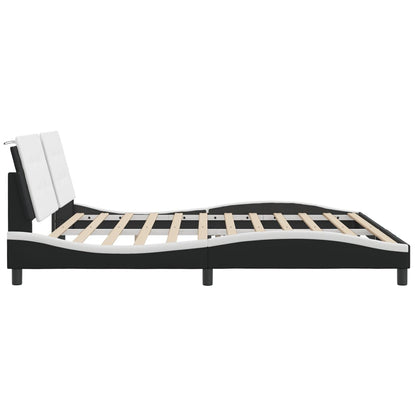 Bedframe Met Led-Verlichting Kunstleer 200 x 200 cm Zwart en wit