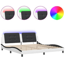 Bedframe met LED-verlichting kunstleer wit en zwart 200x200 cm