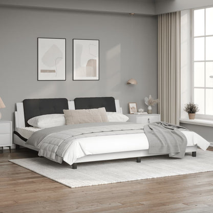 Bedframe met LED-verlichting kunstleer wit en zwart 200x200 cm