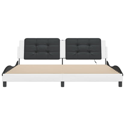 Bedframe met LED-verlichting kunstleer wit en zwart 200x200 cm