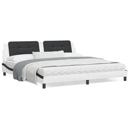 Bedframe met LED-verlichting kunstleer wit en zwart 200x200 cm