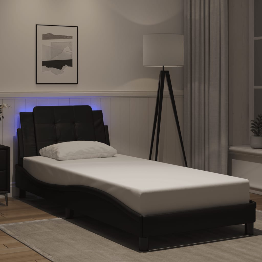 Bedframe met LED zonder matras "Zadar" zwart 100x203 cm