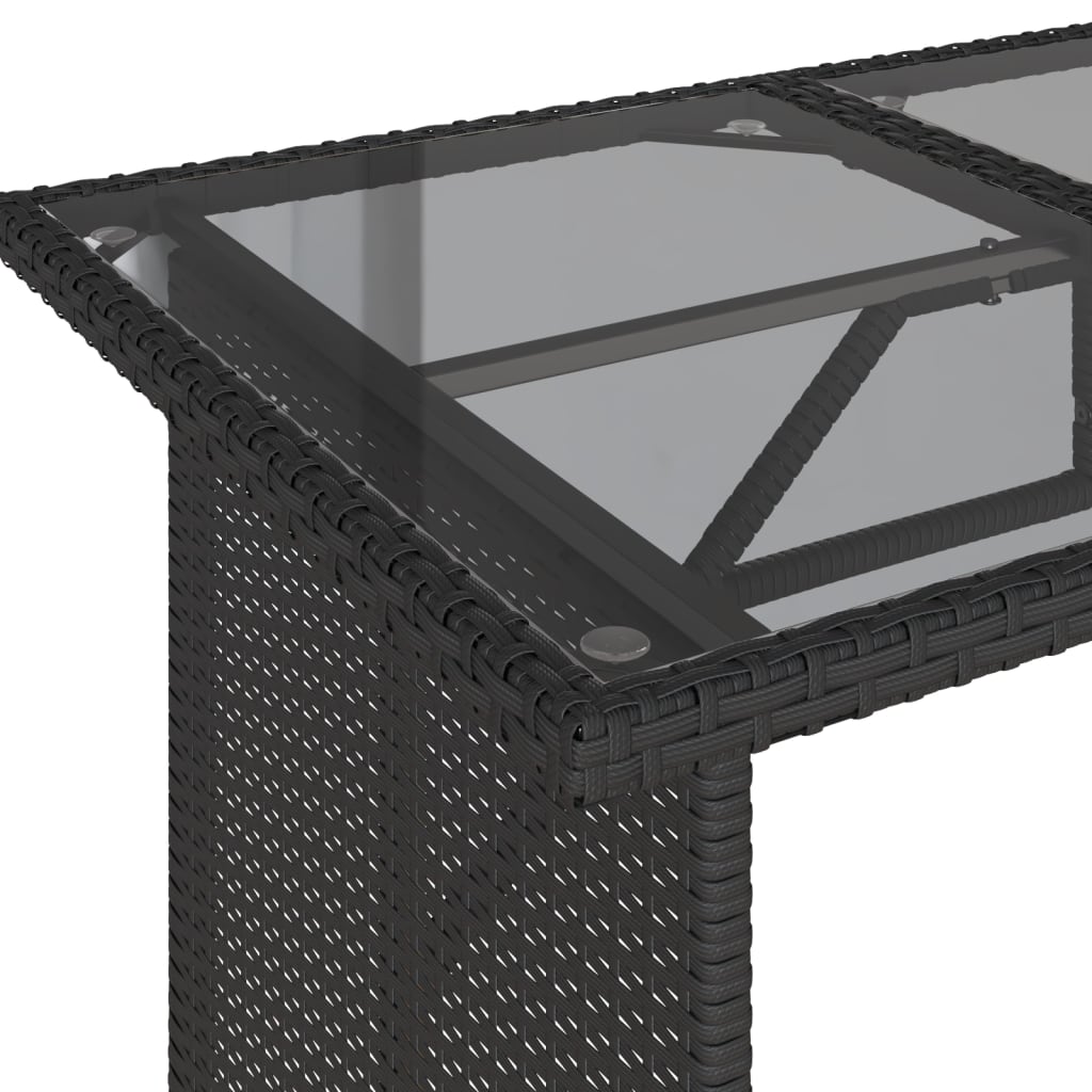 6-delige Loungeset met kussens poly rattan zwart
