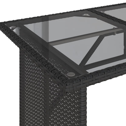 6-delige Loungeset met kussens poly rattan zwart