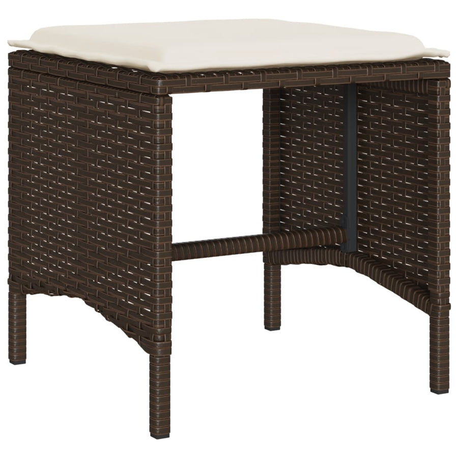 6-delige Loungeset met kussens poly rattan bruin