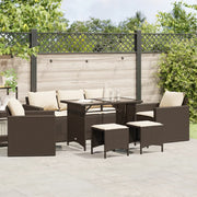 Loungeset poly rattan bruin 6-delig