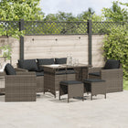 6-piece Lounge Set with Cushions Poly Rattan Grey