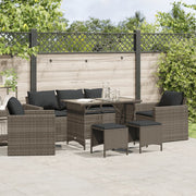 6-piece Lounge Set with Cushions Poly Rattan Grey