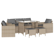 6-delige Loungeset met kussens poly rattan beige