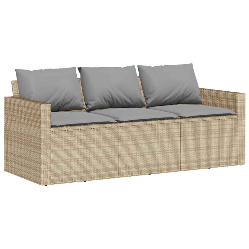 6-delige Loungeset met kussens poly rattan beige
