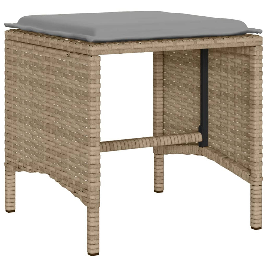 6-delige Loungeset met kussens poly rattan beige