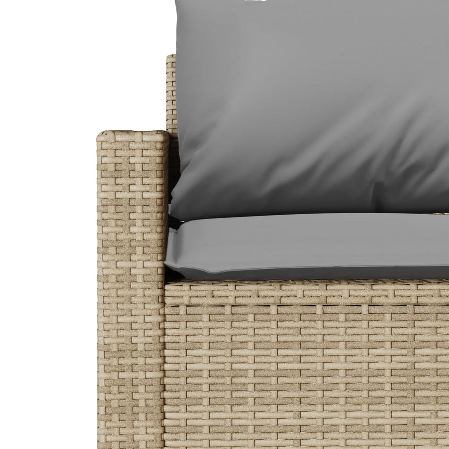 6-delige Loungeset met kussens poly rattan beige