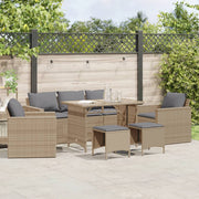 Loungeset 6-delig poly rattan beige