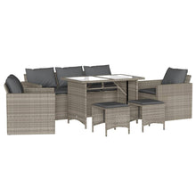 6-delige Loungeset met kussens poly rattan lichtgrijs
