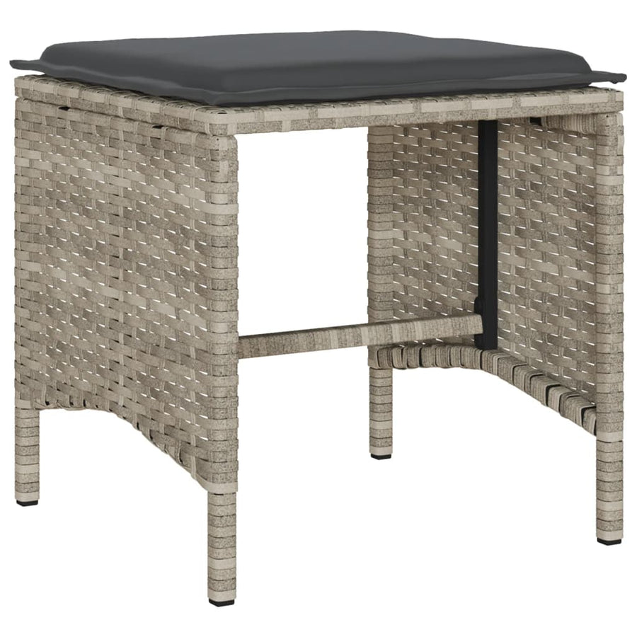 6-delige Loungeset met kussens poly rattan lichtgrijs