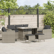 Loungeset 6-delig poly rattan lichtgrijs