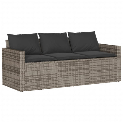 6-delige Loungeset met kussens poly rattan grijs