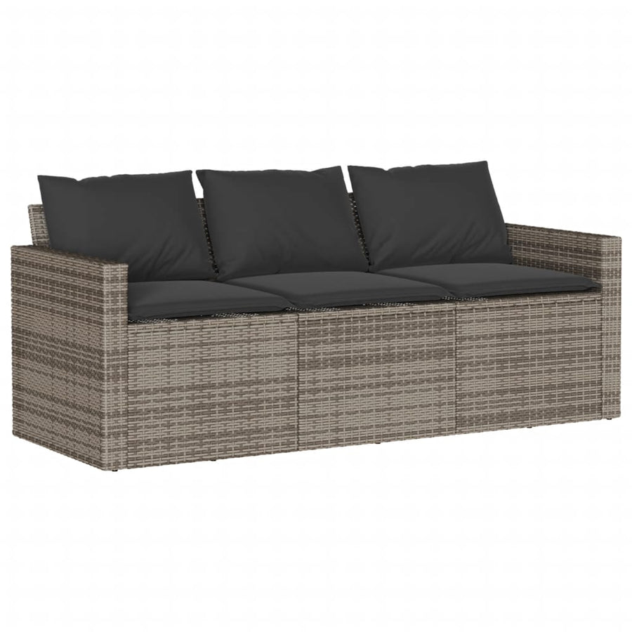 6-delige Loungeset met kussens poly rattan grijs