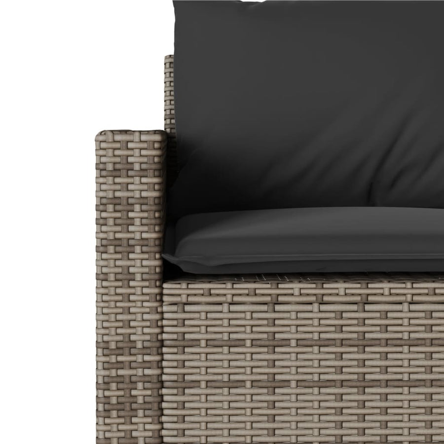 6-delige Loungeset met kussens poly rattan grijs