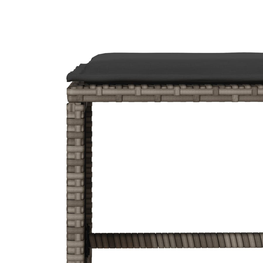 6-delige Loungeset met kussens poly rattan grijs