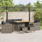 Loungeset 6-delig poly rattan grijs