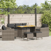 Loungeset 6-delig poly rattan grijs