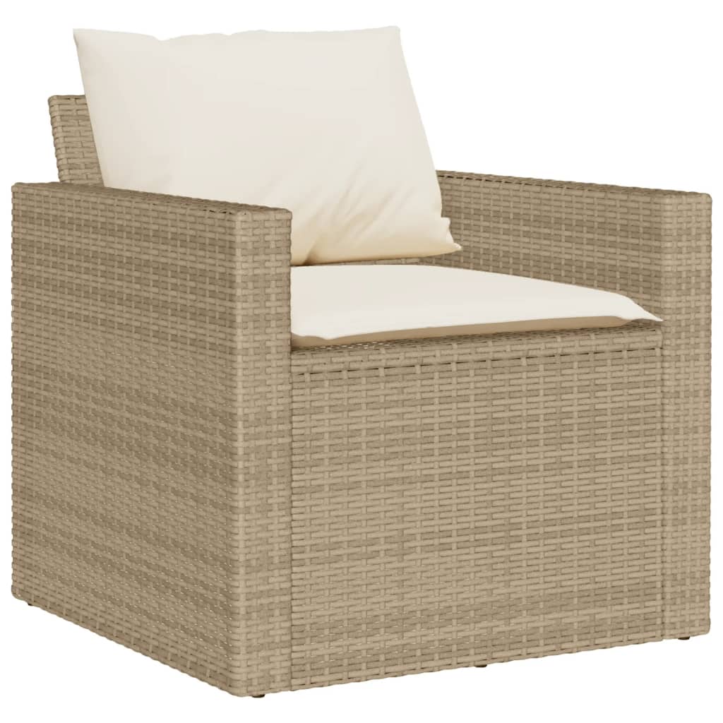 6-delige Loungeset met kussens poly rattan beige