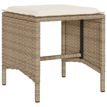 6-delige Loungeset met kussens poly rattan beige