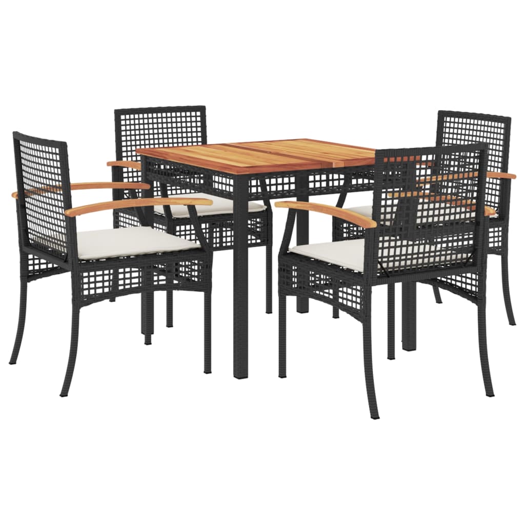 5-Delige Tuinset Met Kussens Poly Rattan Zwart 4
