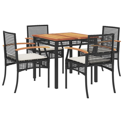 5-Delige Tuinset Met Kussens Poly Rattan Zwart 4
