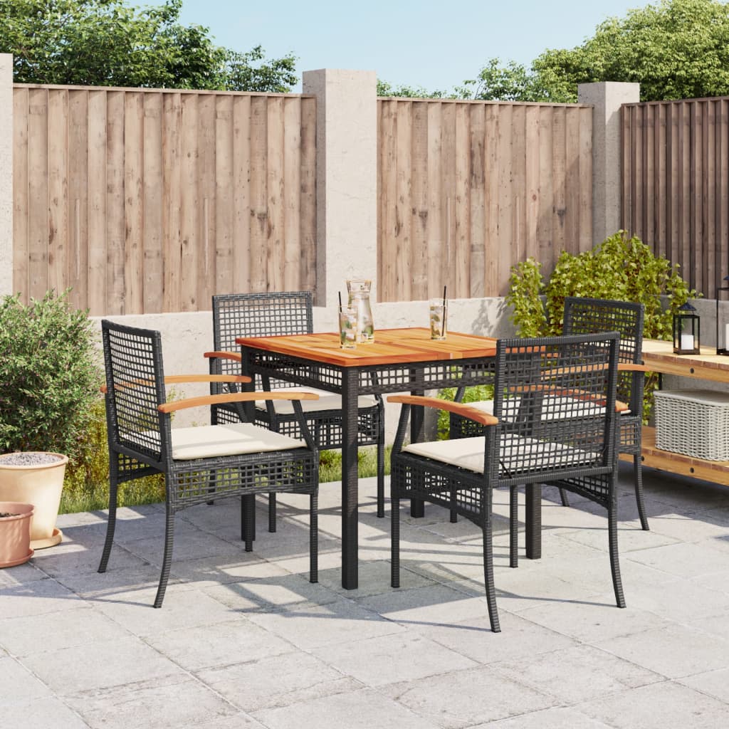 5-Delige Tuinset Met Kussens Poly Rattan Zwart 4