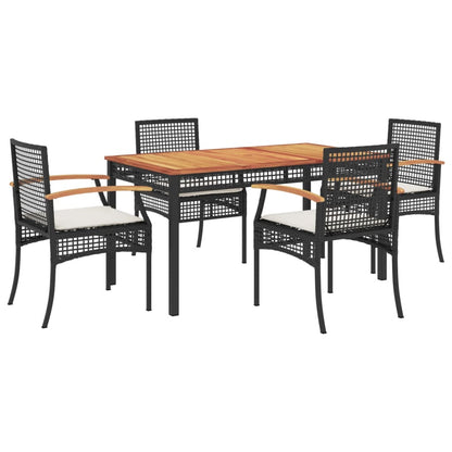 5-Delige Tuinset Met Kussens Poly Rattan Zwart