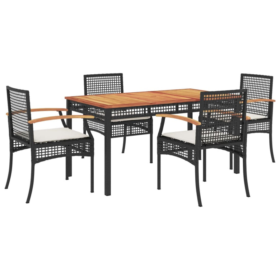 5-Delige Tuinset Met Kussens Poly Rattan Zwart