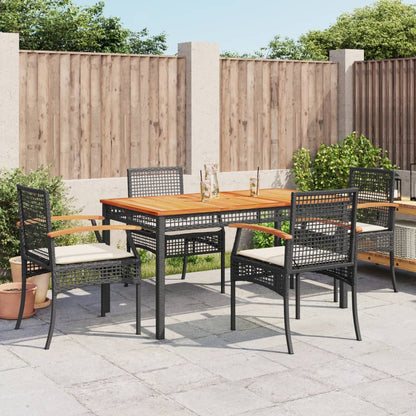 5-Delige Tuinset Met Kussens Poly Rattan Zwart