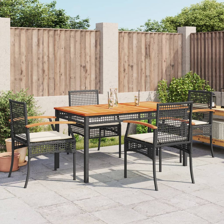 5-Delige Tuinset Met Kussens Poly Rattan Zwart