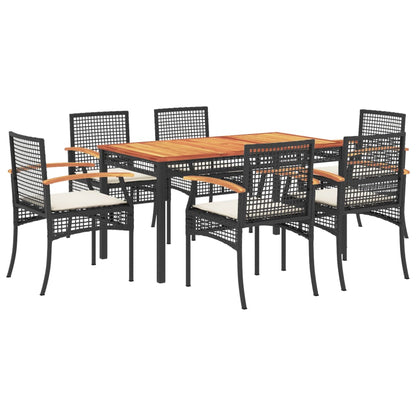 7-Delige Tuinset Met Kussens Poly Rattan Zwart